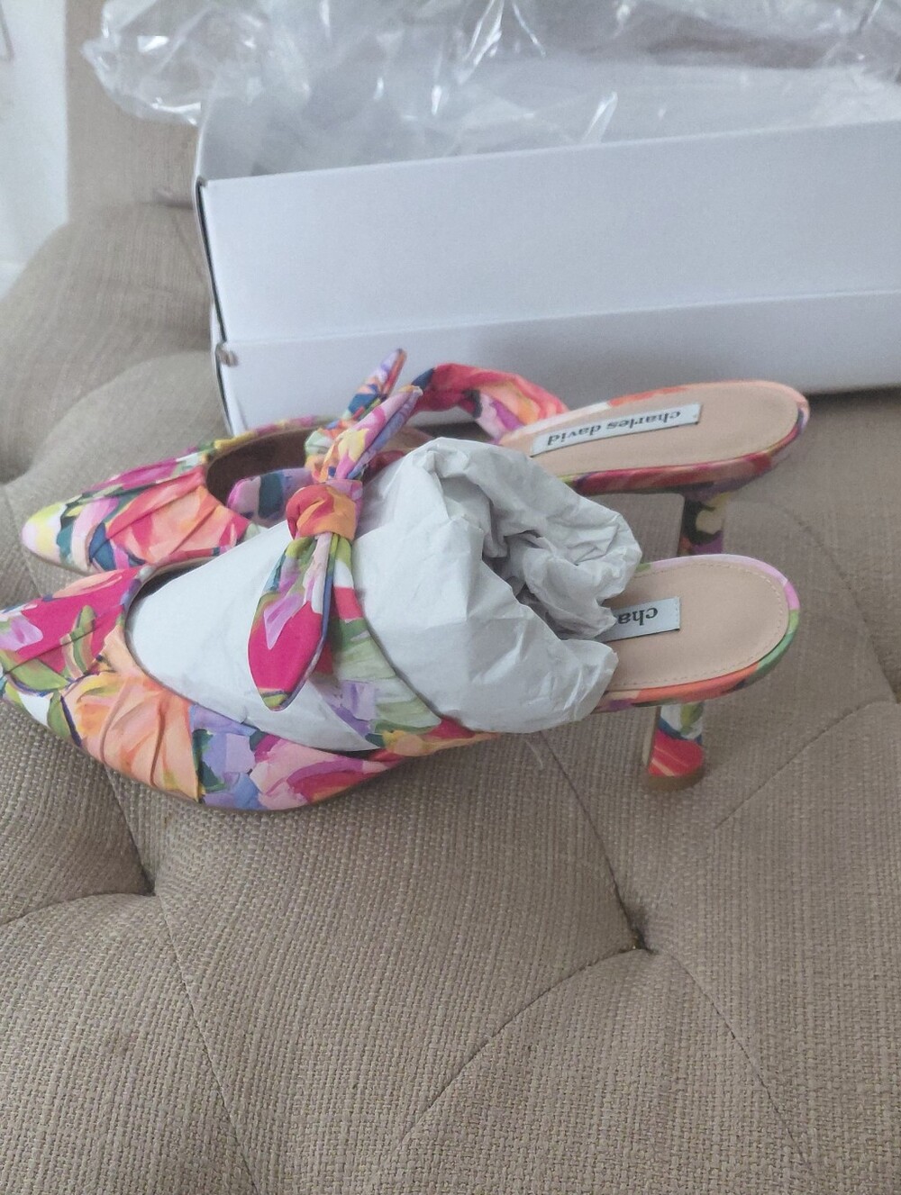 Charles DavidWomens Alan Low Heel Dress Mule Floral